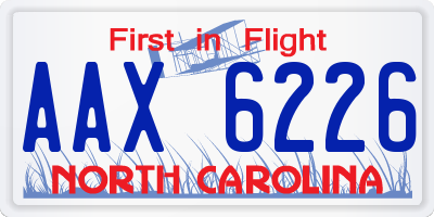 NC license plate AAX6226