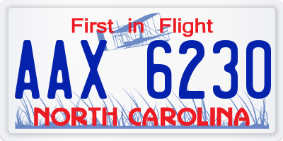 NC license plate AAX6230