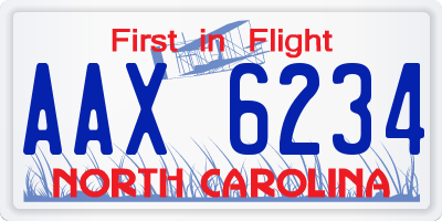 NC license plate AAX6234