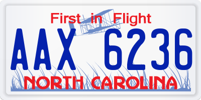 NC license plate AAX6236