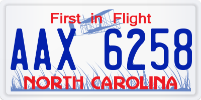 NC license plate AAX6258