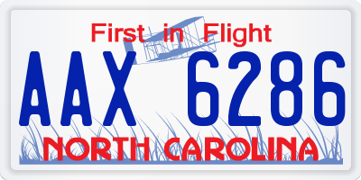NC license plate AAX6286