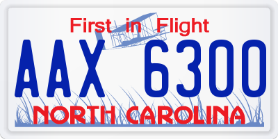 NC license plate AAX6300