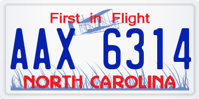 NC license plate AAX6314