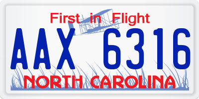 NC license plate AAX6316