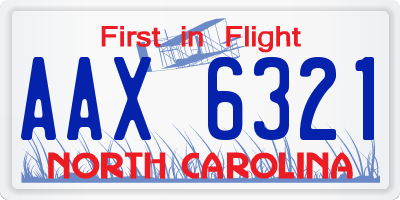 NC license plate AAX6321