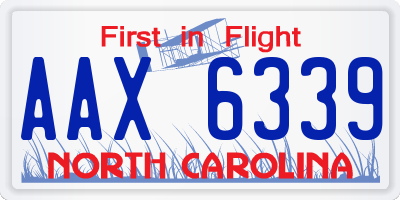 NC license plate AAX6339