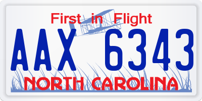 NC license plate AAX6343