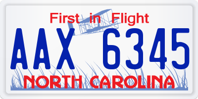 NC license plate AAX6345