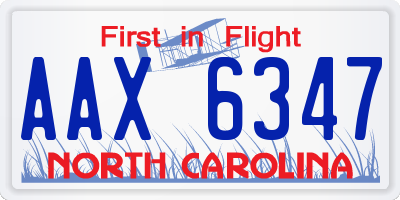 NC license plate AAX6347