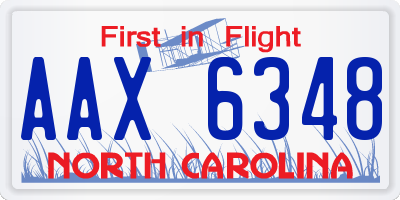 NC license plate AAX6348