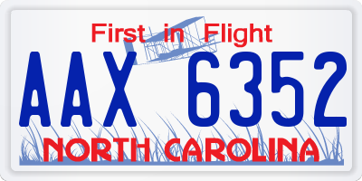 NC license plate AAX6352