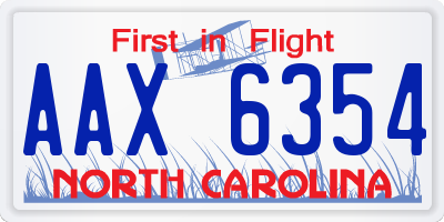 NC license plate AAX6354