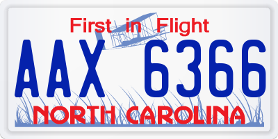 NC license plate AAX6366