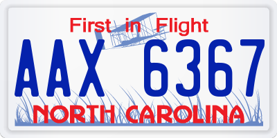 NC license plate AAX6367