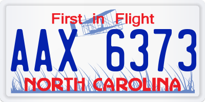 NC license plate AAX6373