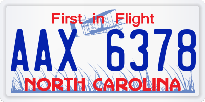 NC license plate AAX6378