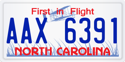 NC license plate AAX6391