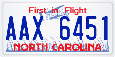 NC license plate AAX6451