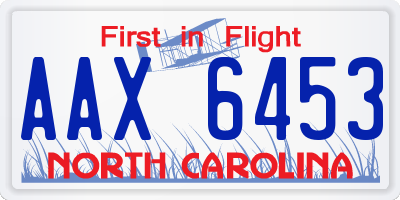 NC license plate AAX6453