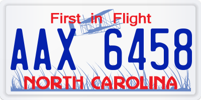 NC license plate AAX6458