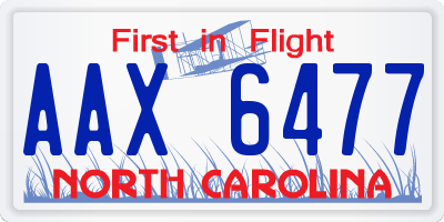 NC license plate AAX6477