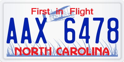 NC license plate AAX6478