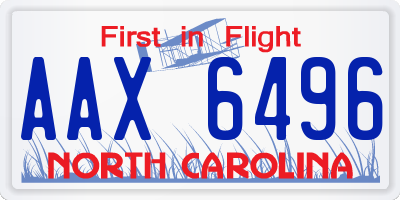 NC license plate AAX6496
