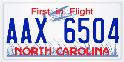 NC license plate AAX6504