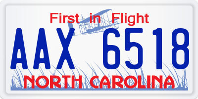NC license plate AAX6518