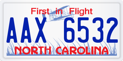 NC license plate AAX6532