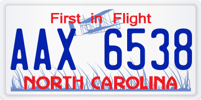 NC license plate AAX6538