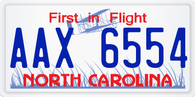 NC license plate AAX6554