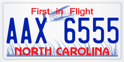 NC license plate AAX6555