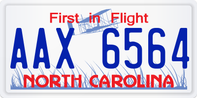 NC license plate AAX6564