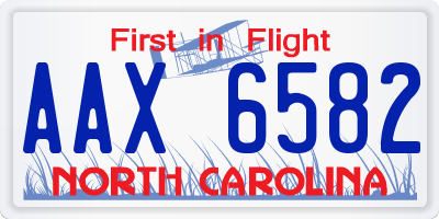 NC license plate AAX6582