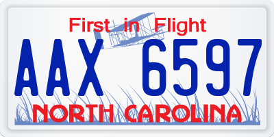 NC license plate AAX6597