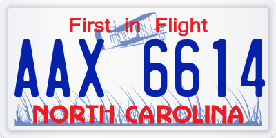 NC license plate AAX6614