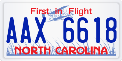 NC license plate AAX6618