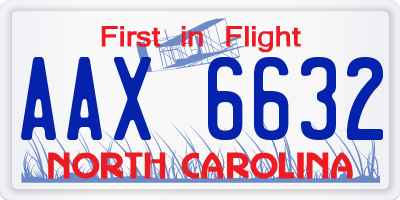 NC license plate AAX6632