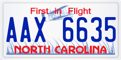 NC license plate AAX6635