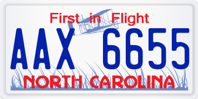 NC license plate AAX6655