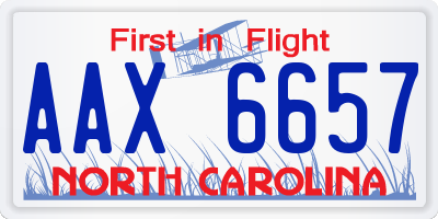 NC license plate AAX6657