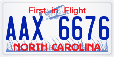 NC license plate AAX6676