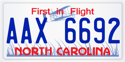 NC license plate AAX6692