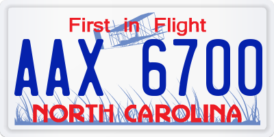 NC license plate AAX6700