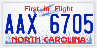 NC license plate AAX6705