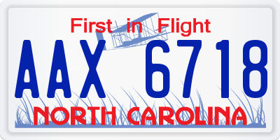NC license plate AAX6718