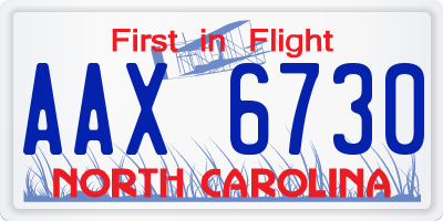 NC license plate AAX6730