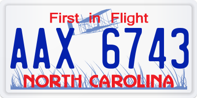 NC license plate AAX6743